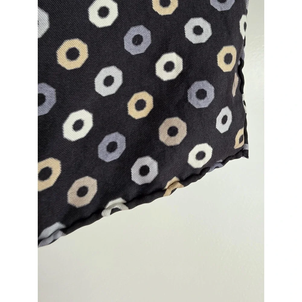 Barbara Blank Silk Square Scarf Black Gold Grey White Geometric Classic Wrap